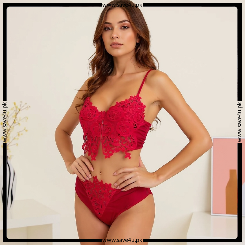 Lace Trim Fancy See Through Lingerie Set