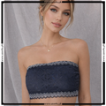 Ladies Thin Padded Wireless Floral Lace Strapless Bra