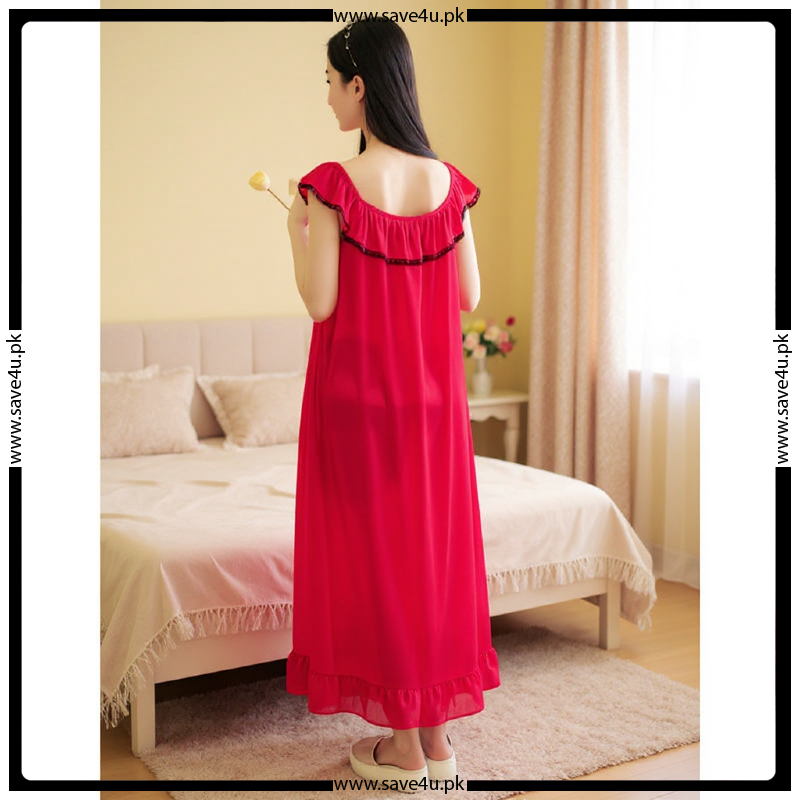 Satin Silk Long Frock Style Nighty for Women