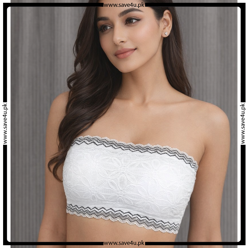 Ladies Thin Padded Wireless Floral Lace Strapless Bra