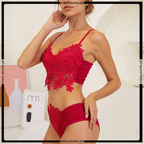 Lace Trim Fancy See Through Lingerie Set