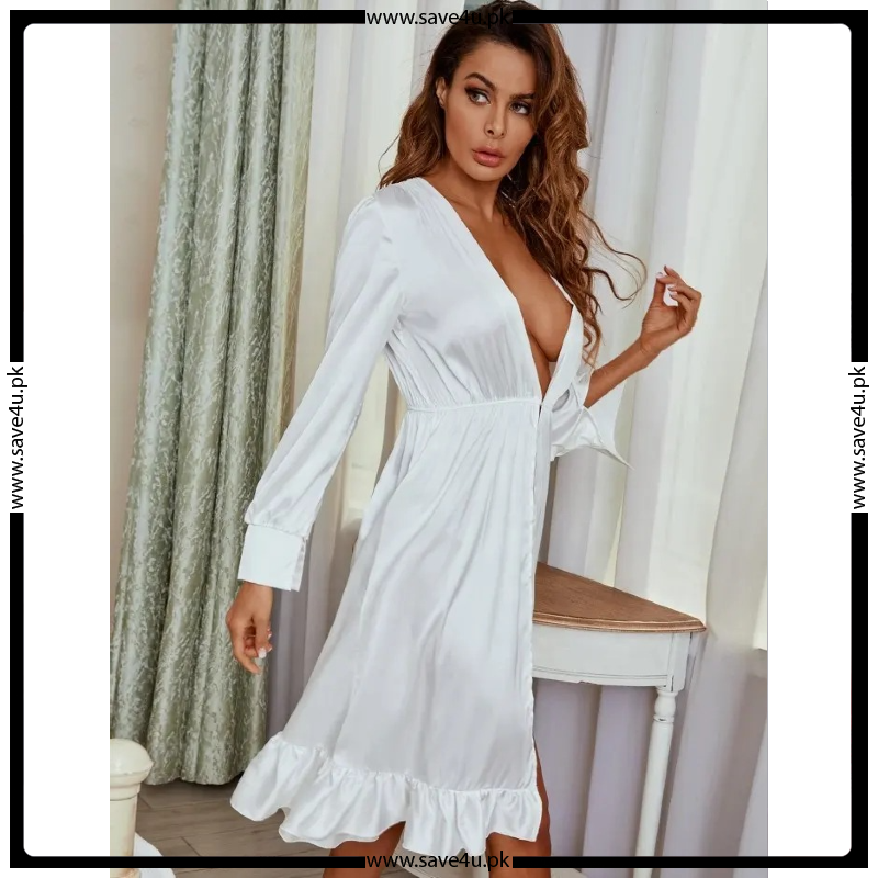 Chic Stylish White Robe and Panty Set