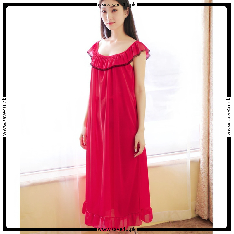 Satin Silk Long Frock Style Nighty for Women