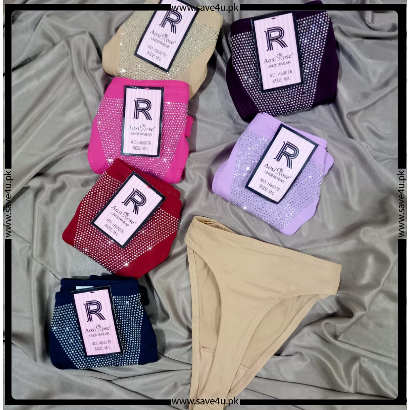 Pack of 2 Jewels-Decorated Nylon Thong Briefs