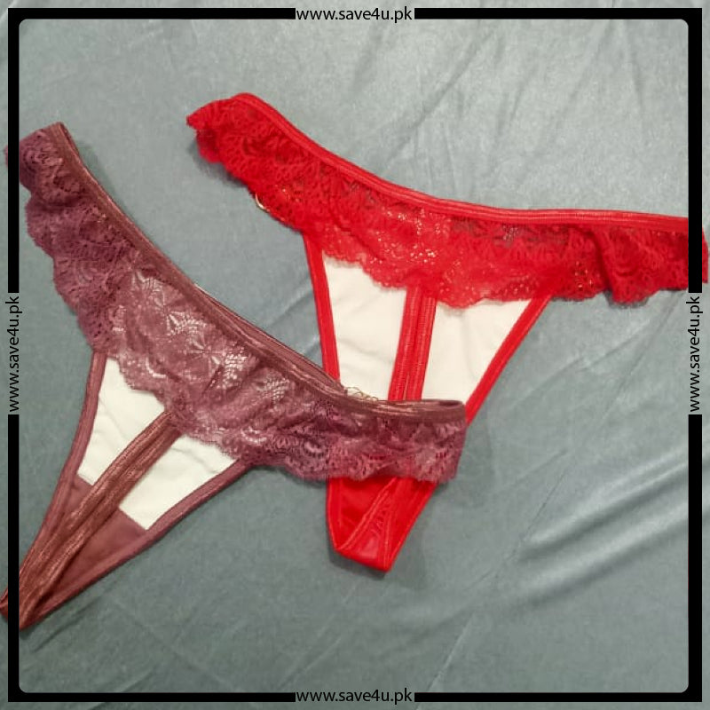 Pack of 2 Erotic Leather G-String Panties