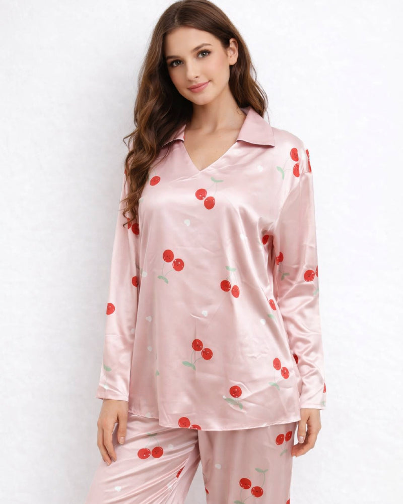 Women's Classic Satin Pajama Set Sleepwear Loungewear