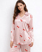 Women's Classic Satin Pajama Set Sleepwear Loungewear