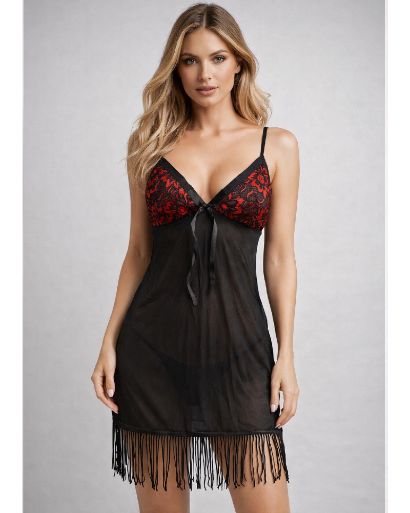 Lace Embroidered 3-Piece Nightwear