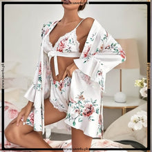 Load image into Gallery viewer, 3 Pcs Silky Printed Honey-moon Lingerie
