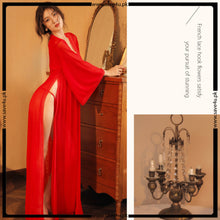Load image into Gallery viewer, Transparent Front Open Elegant Stylish Robe and Panty Set
