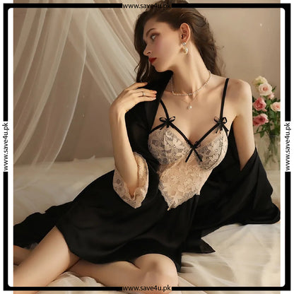 Soft Satin Bliss 3-Piece Silk Nightwear Set