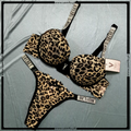 Padded Push Up Cheeta Printed Bra Set