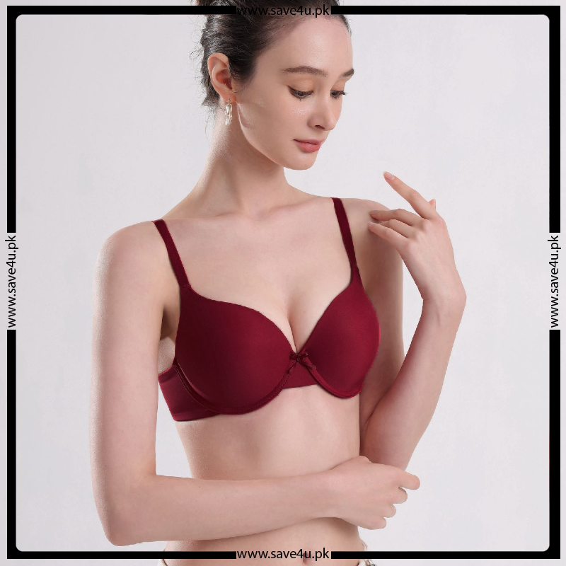Front Ribbon Double Padded Wired Push Up Bra