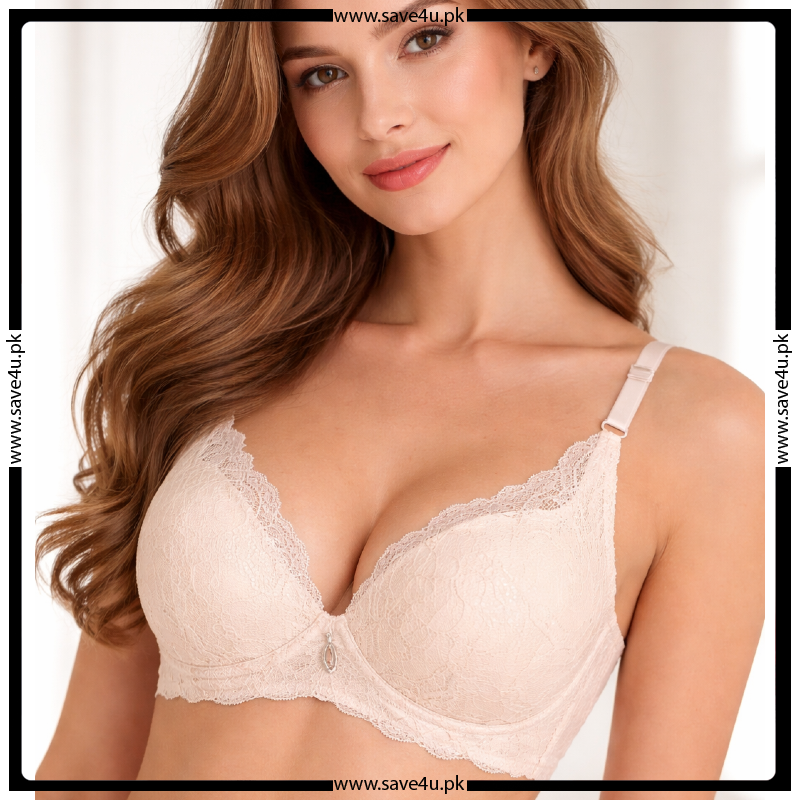 Floral Lace Thin Padded Wired Minimizer Bra