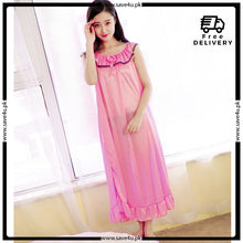 Load image into Gallery viewer, Satin Silk Long Frock Style Nighty for Women
