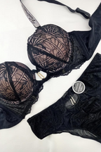 Midnight Luxe Lace Bra Set- Black