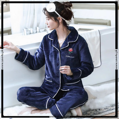 Ladies Fleece Warm Winter Pajama Set