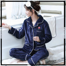 Load image into Gallery viewer, Ladies Fleece Warm Winter Pajama Set
