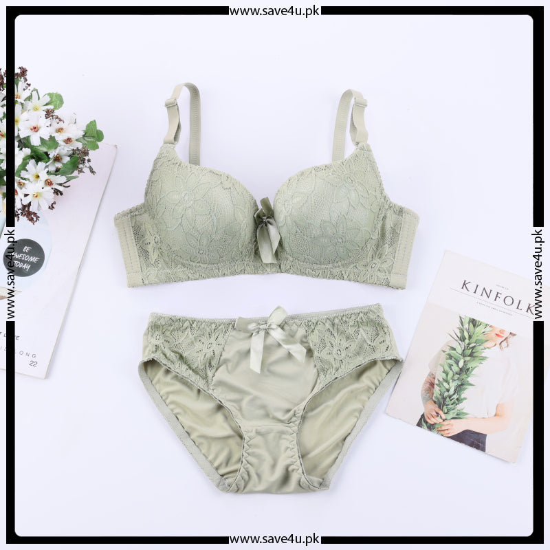 Double Padded Push up Floral Design Bra Set