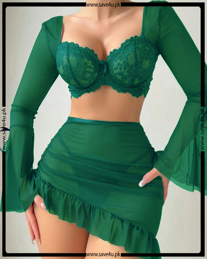 Scarlet Padless Floral Net 3 Pcs Set