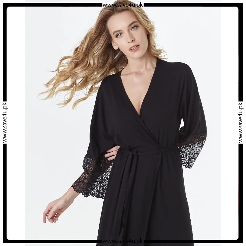 Lace Trim Satin Silky Elegant Single Robe