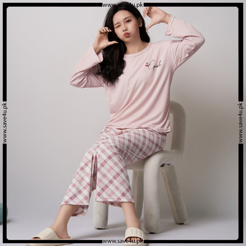 Check Printed Comfort Soft Cotton Night Set