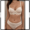 Double Padded Lace Trim Design Bra Set