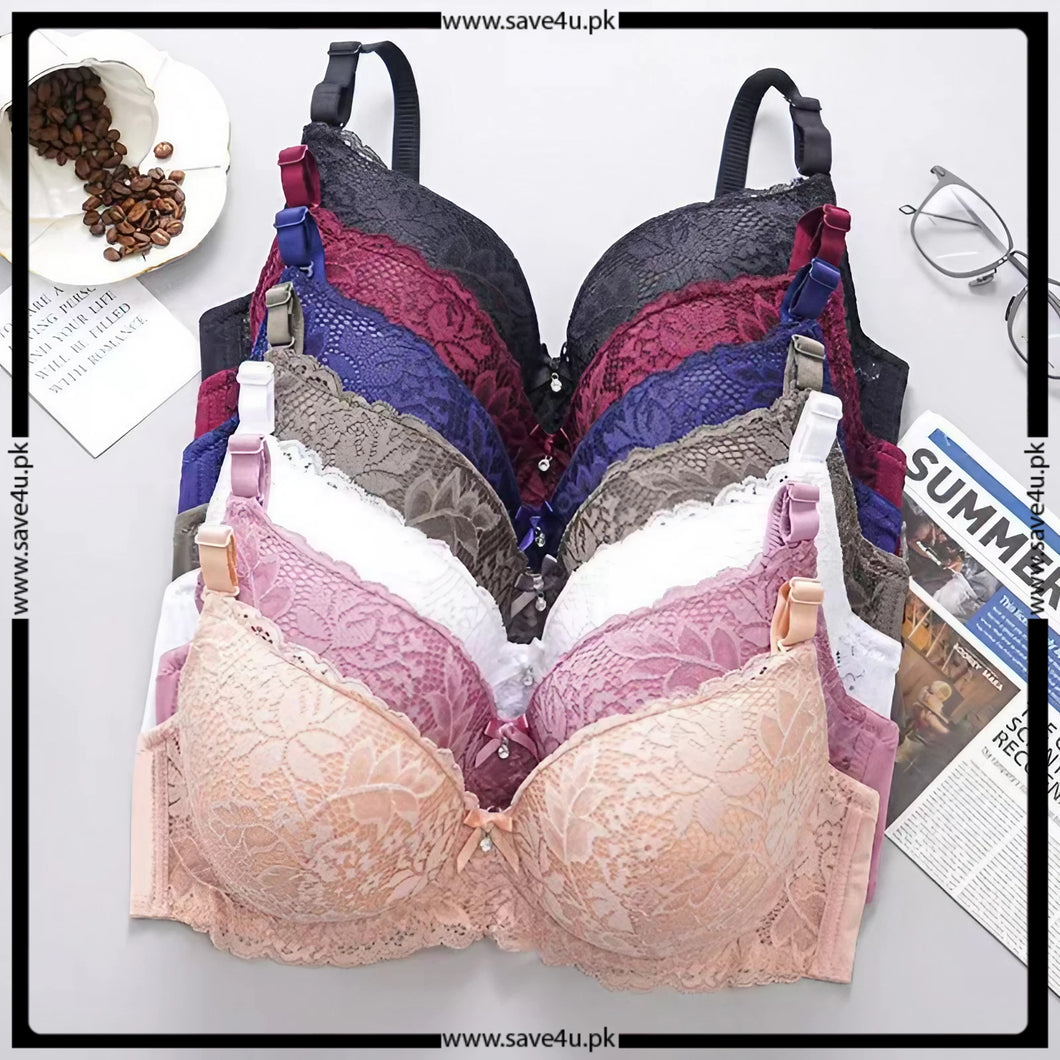 Thin Padded Floral Design Wired Bra