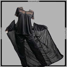 Load image into Gallery viewer, 3 Pcs Satin Silk Pajama Set With Nightygown
