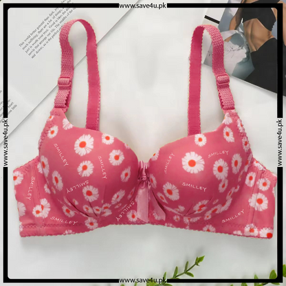 Double Padded Push Flower Printed Bra