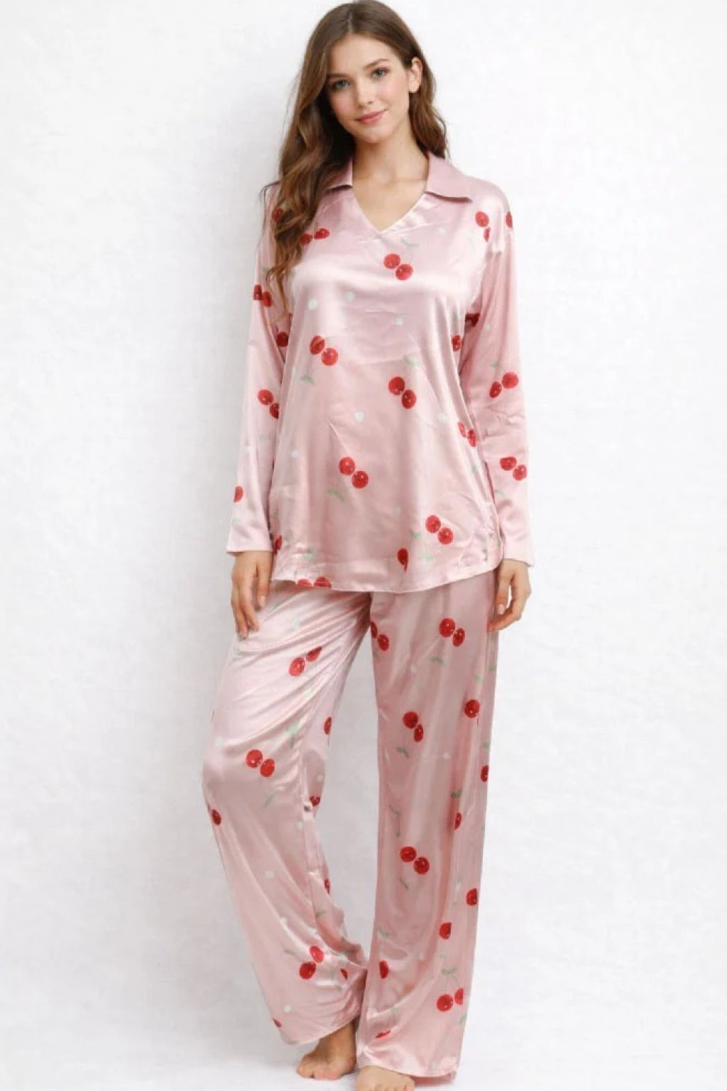Women's Classic Satin Pajama Set Sleepwear Loungewear