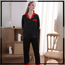 Load image into Gallery viewer, Satin V-Neck Elegance with Notched Collar
