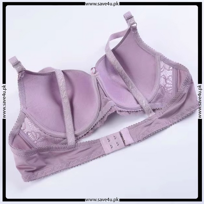 Double Padded Lace Trim Design Bra Set
