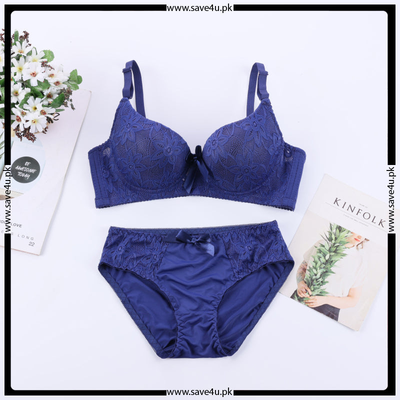 Double Padded Push up Floral Design Bra Set