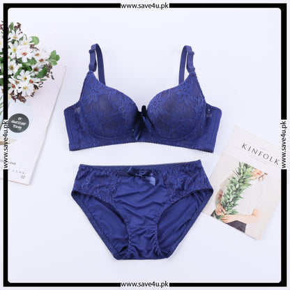 Double Padded Push up Floral Design Bra Set