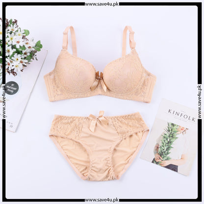 Double Padded Push up Floral Design Bra Set