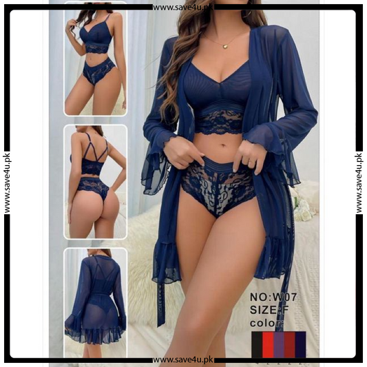 3 Pcs Elegant Desire Net Nighty