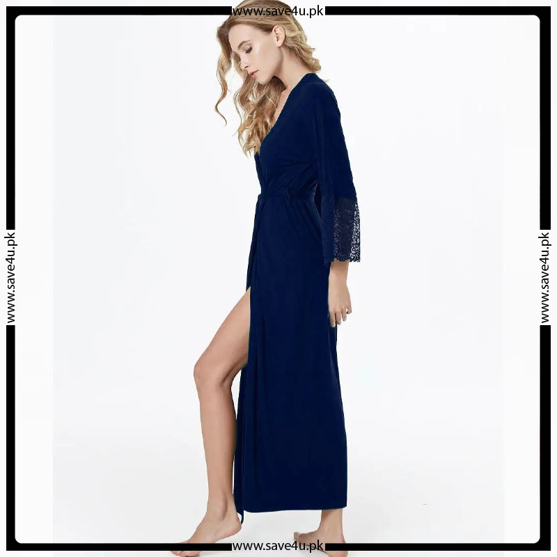 Lace Trim Satin Silky Elegant Single Robe