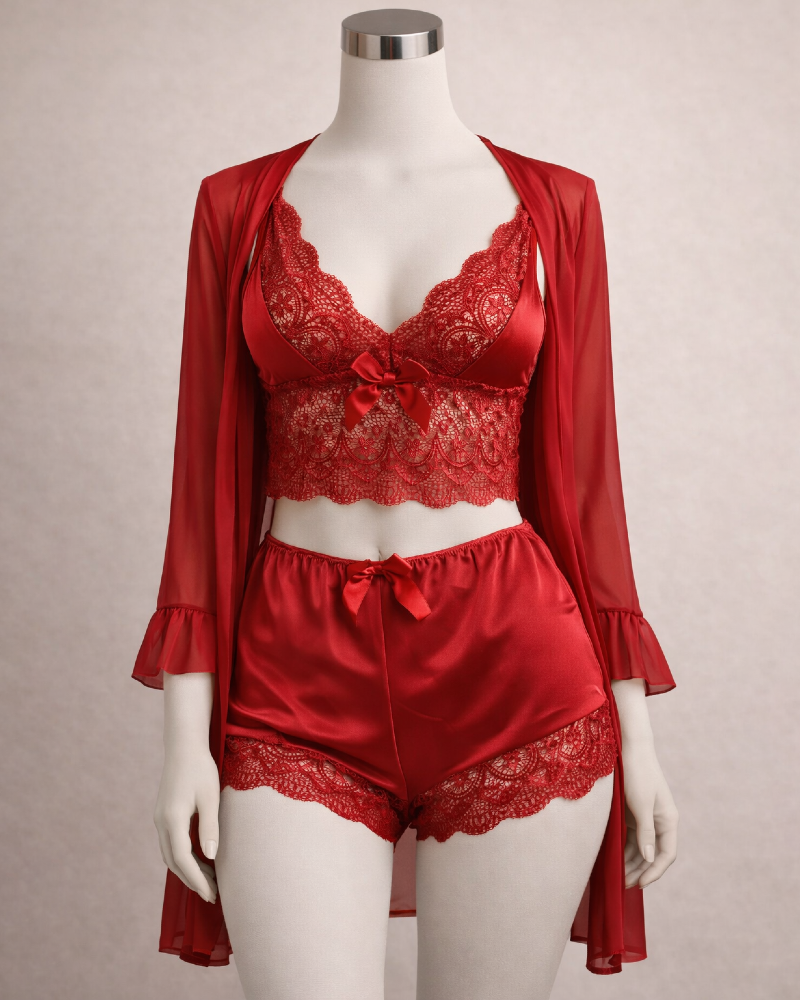 Elegance Lace 3-Piece Lingerie Set for Women