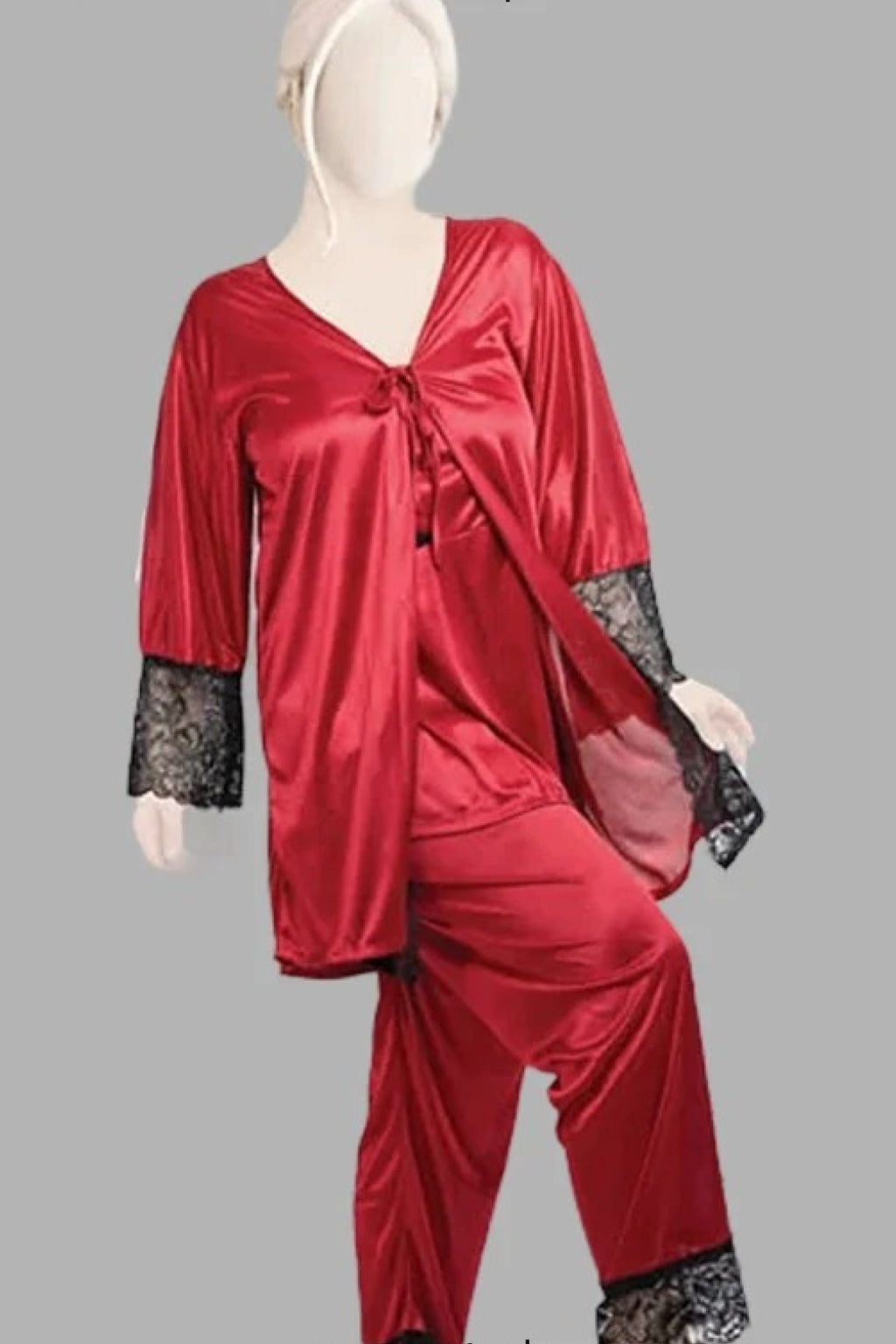 Elegant Nightie Satin SIlk Smooth Pajama Set