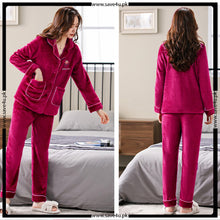 Load image into Gallery viewer, Warm Thick Fluffy Warm Winter Pajama Set
