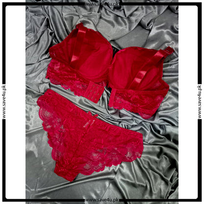 Floral Lace Padded Push up Bra Set