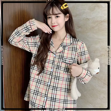 Load image into Gallery viewer, Norch Collar Check Design Full Sleeves Summer&#39;s Pajama Set
