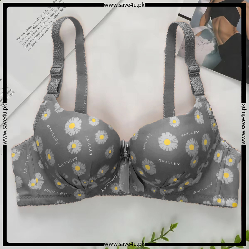 Double Padded Push Flower Printed Bra