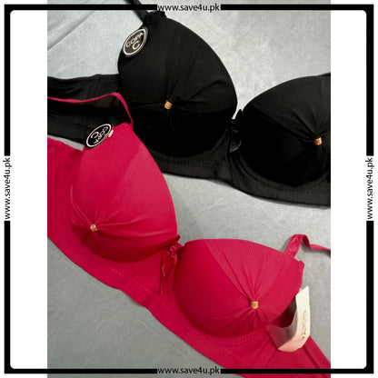 Stylish Front Ribbon Padded Wired Bra