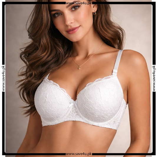 Thin Padded Floral Lace Design Wired Push-up Bra