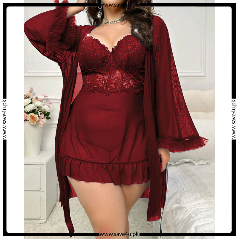 Soft Mesh 3-Piece Nightwear Set