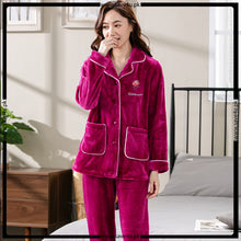 Load image into Gallery viewer, Warm Thick Fluffy Warm Winter Pajama Set
