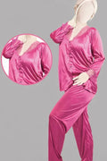 Satin Silk Lace-Trimmed Smooth Pajama Set