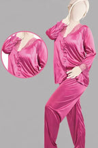 Satin Silk Lace-Trimmed Smooth Pajama Set